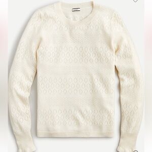 J.Crew 100% Cashmere Crewneck Sweater-Pointelle Stitch-Ruffle Wrist-Fairycore